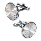 Sliver Floral Cufflinks Necktie Clip Set Men Jewelry