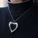 Sliver Hollow Sweet Love Heart Necklace45.5cm+5cm necklace