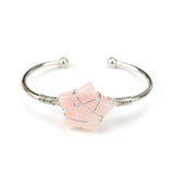 Hand Wound Rose Quartz Tiger Stone Bangle Natural Crystal Healing Bracelet