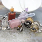 Rose Quartz/Tiger Eye/Amethyst Perfume Bottle Pendant
