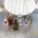 Rose Quartz/Tiger Eye/Amethyst Perfume Bottle Pendant