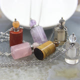 Rose Quartz/Tiger Eye/Amethyst Perfume Bottle Pendant
