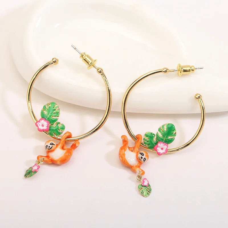 Sloth Enamel Ear Stud Earrings