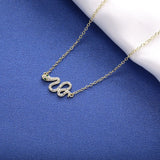 SloveCabin 925 Silver Clear Zircon Snake Pendant Long Chain Necklace For Women