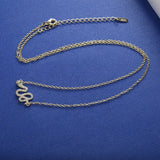 SloveCabin 925 Silver Clear Zircon Snake Pendant Long Chain Necklace For Women
