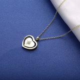 SloveCabin 925 Silver Zircon Star Love Heart Necklace Sweet Collier Jewelry