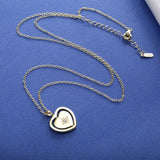 SloveCabin 925 Silver Zircon Star Love Heart Necklace Sweet Collier Jewelry