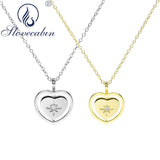 SloveCabin 925 Silver Zircon Star Love Heart Necklace Sweet Collier Jewelry