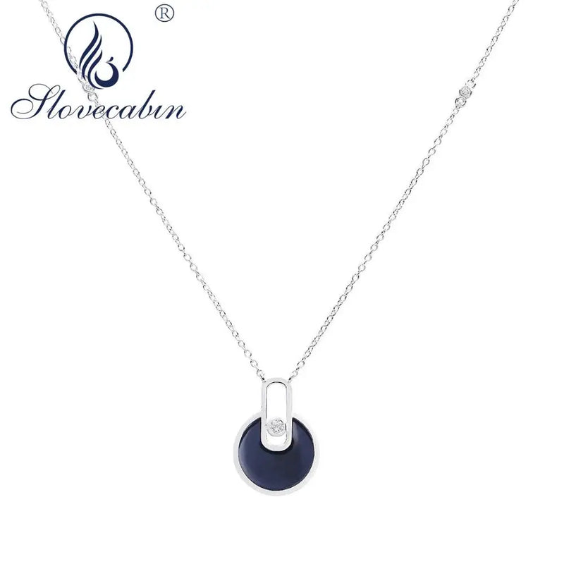 SloveCabin 925 Silver Zircon Bead Pendant Necklace Party Jewelry