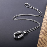 925 Sterling Silver Crystal Zircon Horseshoes Women Long Chain Pendant Necklace