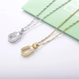 925 Sterling Silver Japanese Zircon Crystal Pendant Necklace