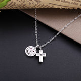 925 Silver Smile Cross Pendant Necklace Zircon Pave Japan Jewelry