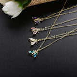 925 Silver Long Chain Bee Pendant Necklace for Women Wedding