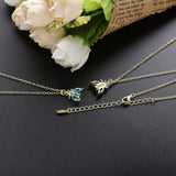 925 Silver Long Chain Bee Pendant Necklace for Women Wedding