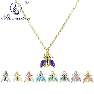 925 Silver Long Chain Bee Pendant Necklace for Women Wedding