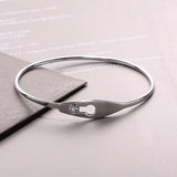 925 Silver Serrure Jonc Femme Bracelet Bangle Crystal Jewelry
