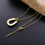 925 Silver Long Chain Horseshoes Necklace Zircon CZ Japan Jewelry