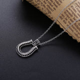 925 Silver Long Chain Horseshoes Necklace Zircon CZ Japan Jewelry