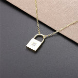 925 Silver Locker Pendant Lockstitch Necklace CZ Zircon Jewelry