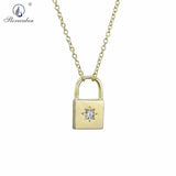 925 Silver Locker Pendant Lockstitch Necklace CZ Zircon Jewelry