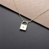 925 Silver Locker Pendant Lockstitch Necklace CZ Zircon Jewelry