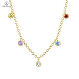 925 Silver Colorful Zircon Chocker Necklace Crystal CZ Women Jewelry