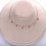 925 Silver Colorful Zircon Chocker Necklace Crystal CZ Women Jewelry