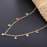 925 Silver Colorful Zircon Chocker Necklace Crystal CZ Women Jewelry
