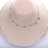 925 Silver Colorful Zircon Chocker Necklace Crystal CZ Women Jewelry