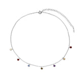925 Silver Colorful Zircon Chocker Necklace Crystal CZ Women Jewelry