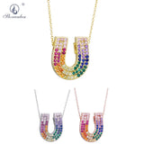 925 Sterling Silver Rainbow U Pendant Double U Necklace European Jewelry