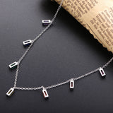 925 Silver Rainbow Chain Necklace Women Wedding Silver Jewelry