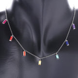 925 Silver Rainbow Chain Necklace Women Wedding Silver Jewelry