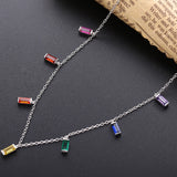 925 Silver Rainbow Chain Necklace Women Wedding Silver Jewelry