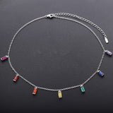 925 Silver Rainbow Chain Necklace Women Wedding Silver Jewelry
