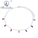 925 Silver Rainbow Chain Necklace Women Wedding Silver Jewelry