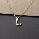 925 Silver Letter K J S Leter Pendant Necklace Chain Women CZ Jewelry