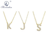 925 Silver Letter K J S Leter Pendant Necklace Chain Women CZ Jewelry