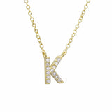 925 Silver Letter K J S Leter Pendant Necklace Chain Women CZ Jewelry