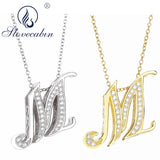 925 Silver M Y Pendant Necklace CZ Crystal Japanese Men Women Jewelry