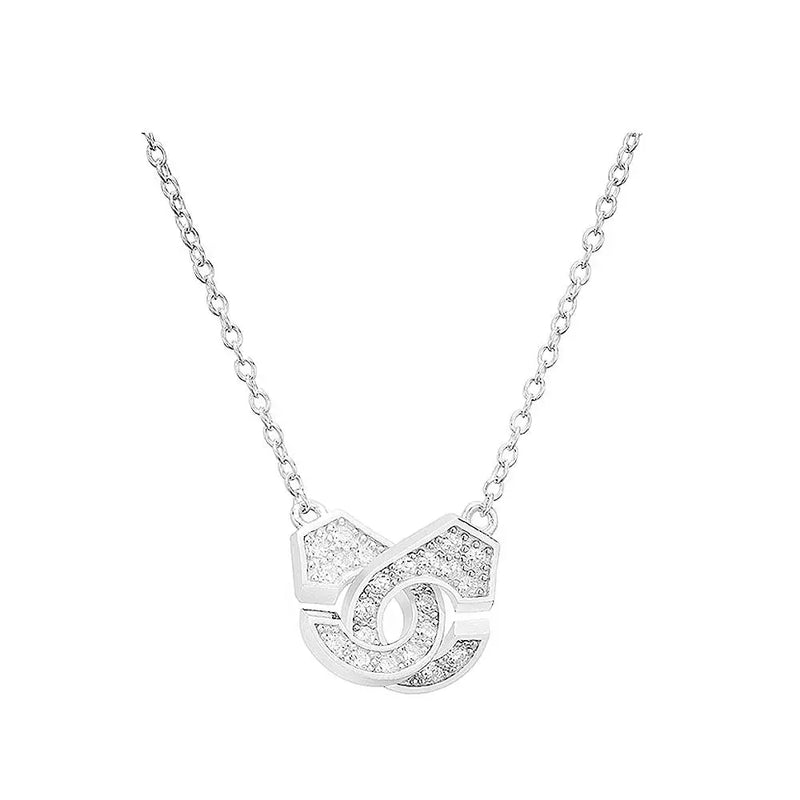 925 Silver Zircon Handcuffs Necklace Crystal Collier Jewelry