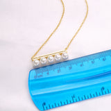 925 Silver Balance Decade Pearl Pendant Necklace 5-6mm Pearl Link Chain Collar