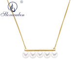 925 Silver Balance Pearl Pendant Necklaces 7-8mm Pearl Choker Women Collar