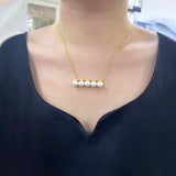 925 Silver Balance Pearl Pendant Necklaces 7-8mm Pearl Choker Women Collar