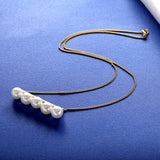 925 Silver Balance Pearl Pendant Necklaces 7-8mm Pearl Choker Women Collar