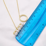 925 Silver Balance Pearl Round Pendant Necklace 7-8mm Pearl Long Chain Choker