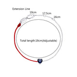 925 Silver Crystal Red Rope & Link Chain Bracelet for Women
