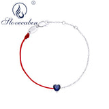 925 Silver Crystal Red Rope & Link Chain Bracelet for Women