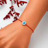 925-Silver Enamel Evil Eye Rope Bracelet For Women