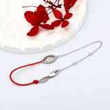 925 Silver Evil Eye Red Rope Chain Bracelet CZ Jewelry